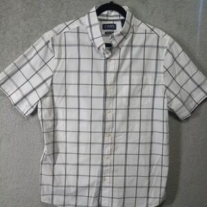 Chaps Shirt Men Size L Easy Care Short Sleeve Casual Button Up Plaid